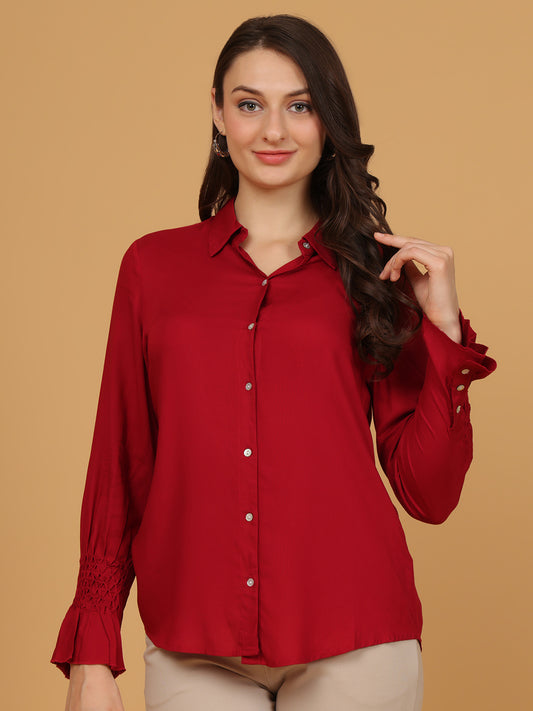 Deep Ruby Button Down Shirt