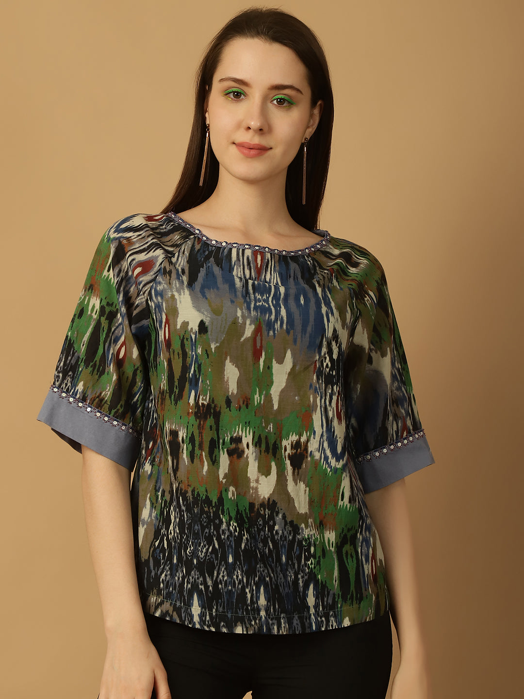 Abstract Print Cotton Top