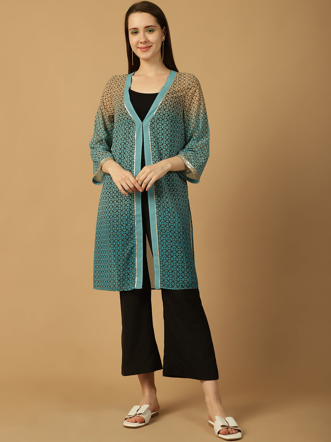 Sequined  Open Front Shrug