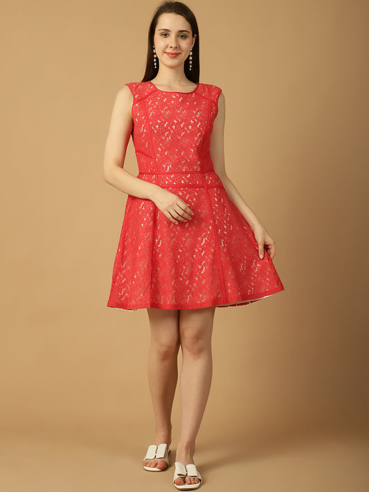 Coral Red Lace Dress