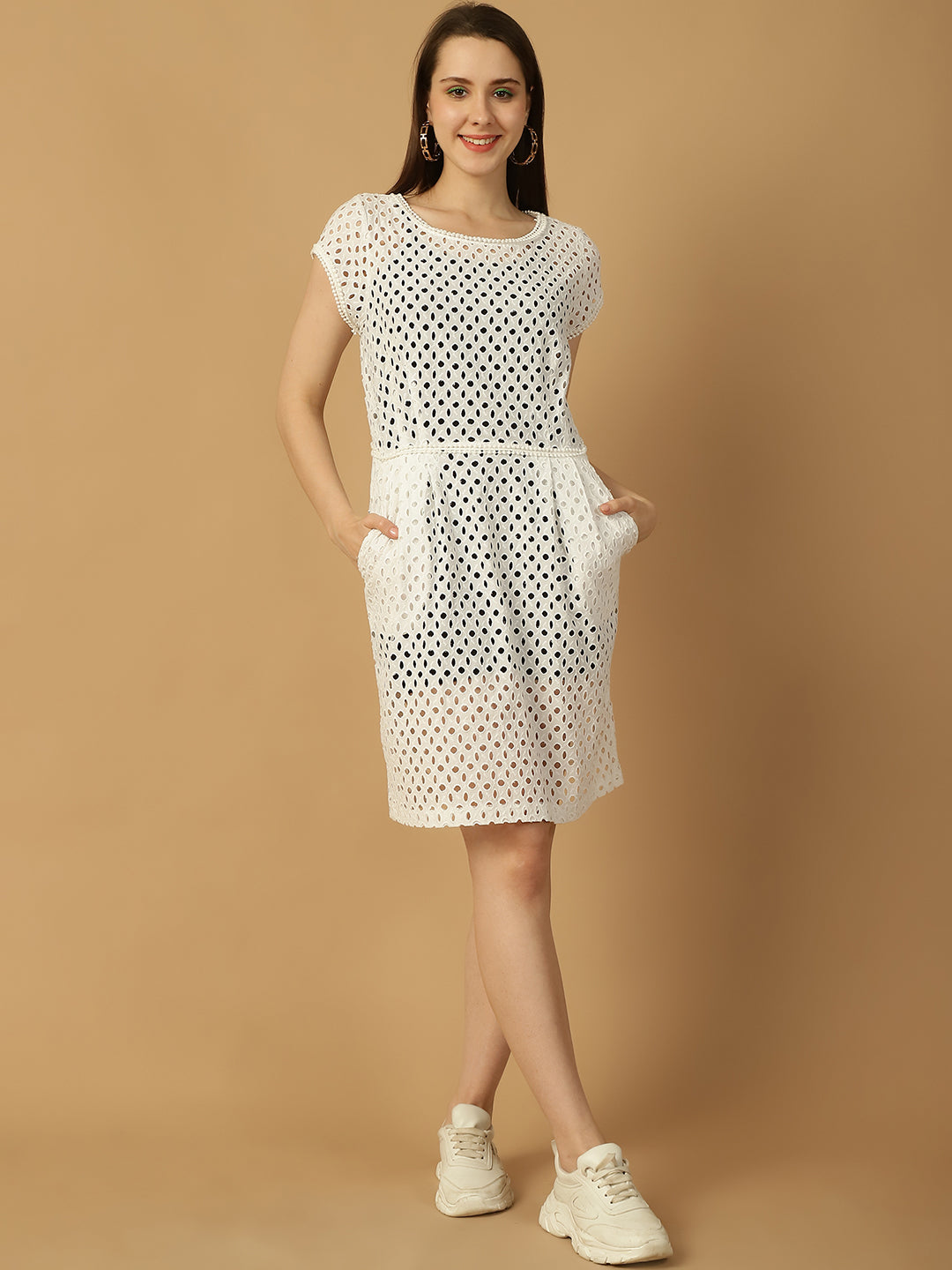 A-Line  Schiffli Dress