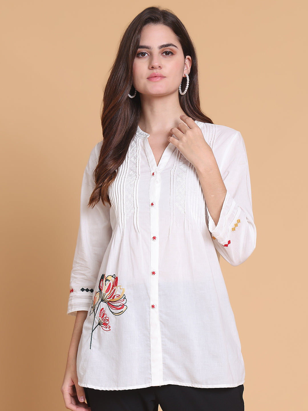 Women's White Cotton Tunic