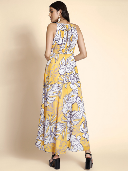Floral Printed Fit And Flare Maxi Dress