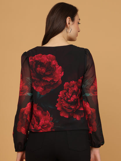 Women’s Elegant Black Chiffon Top