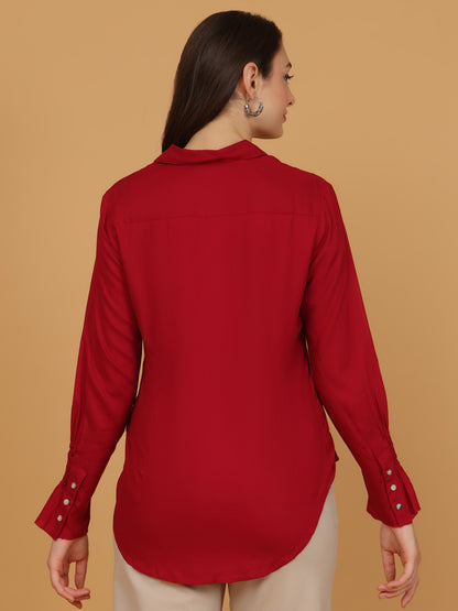 Deep Ruby Button Down Shirt