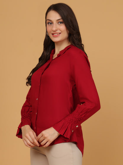 Deep Ruby Button Down Shirt