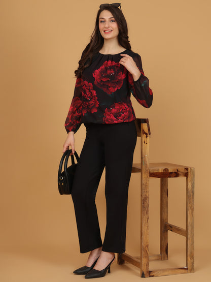Women’s Elegant Black Chiffon Top