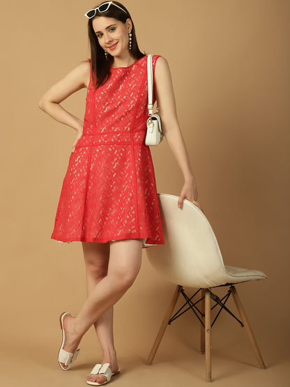 Coral Red Lace Dress