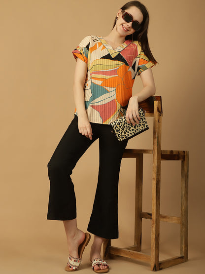 Abstract Print Cotton Top