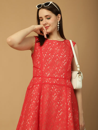 Coral Red Lace Dress