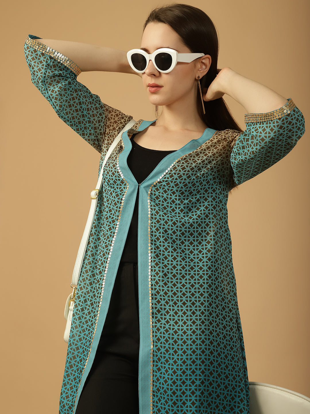 Sequined  Open Front Shrug