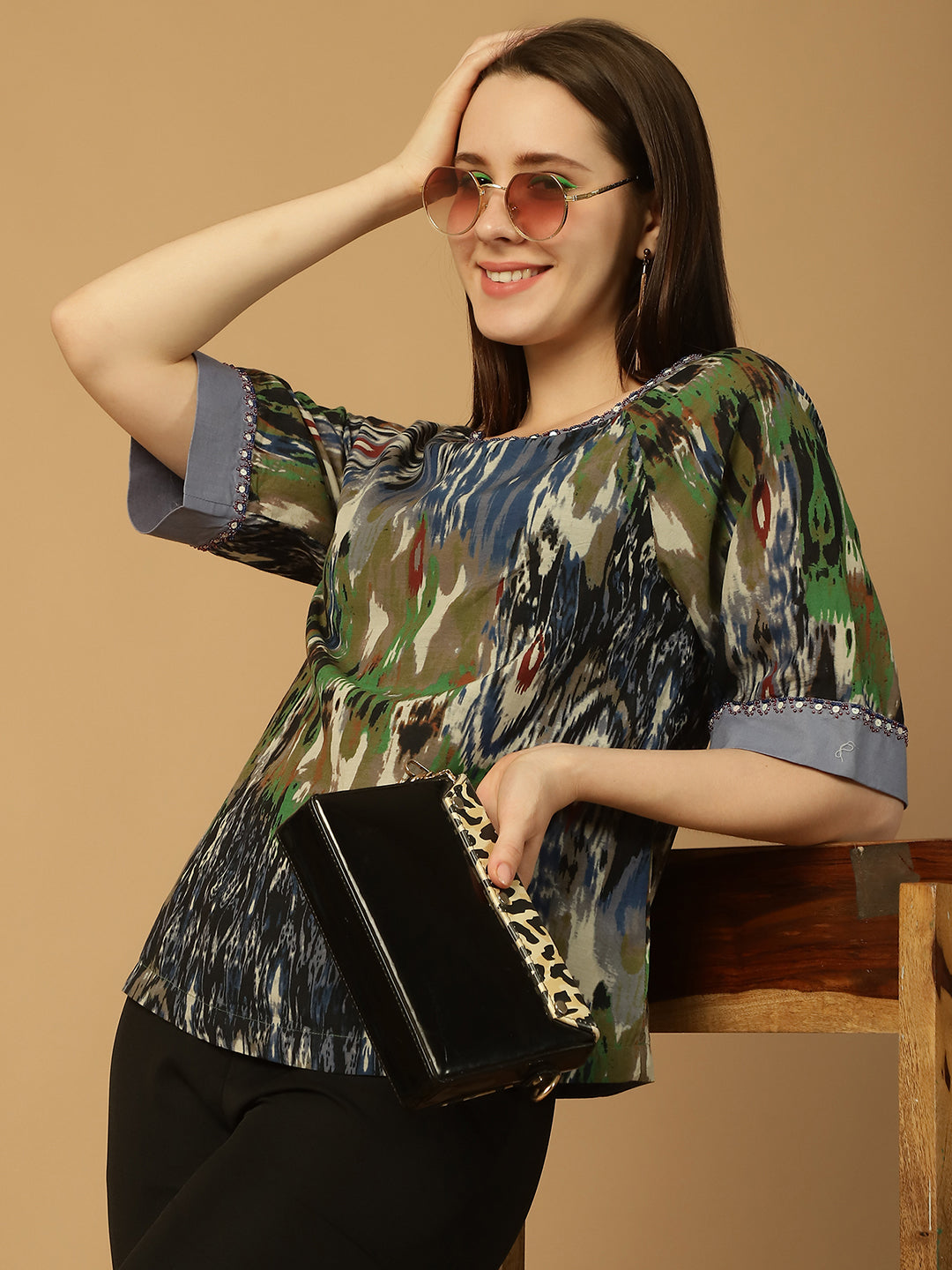 Abstract Print Cotton Top