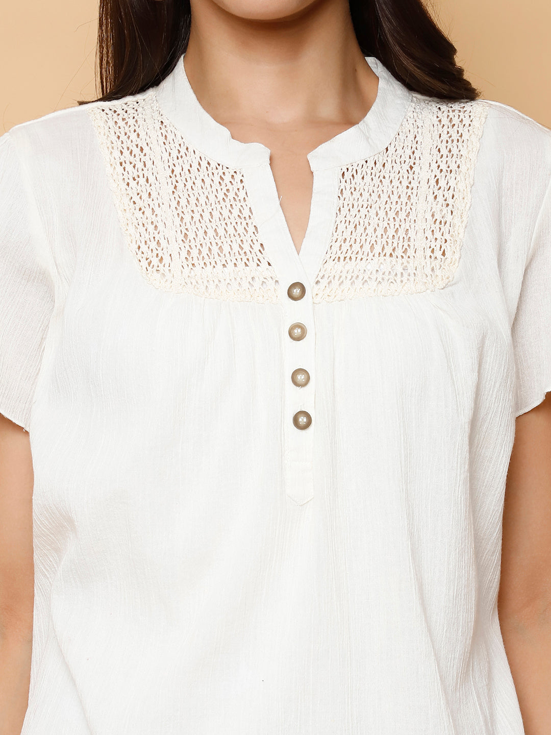 Lace Insert White Top