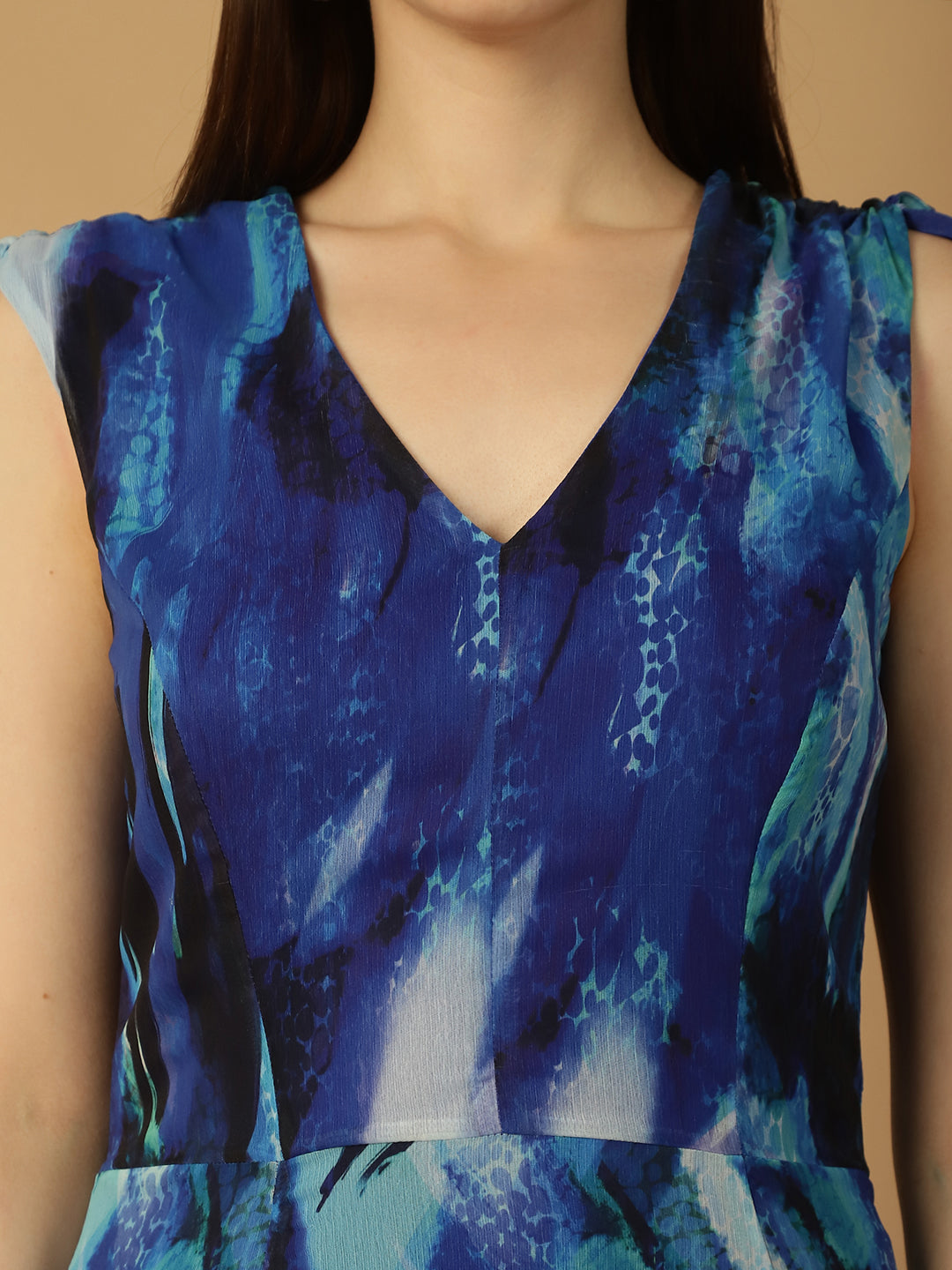 Sleeveless Abstract Print Maxi Dress