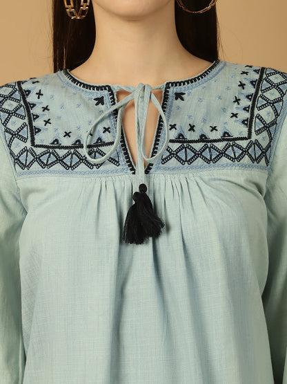 Embroidered Tassel  Dress