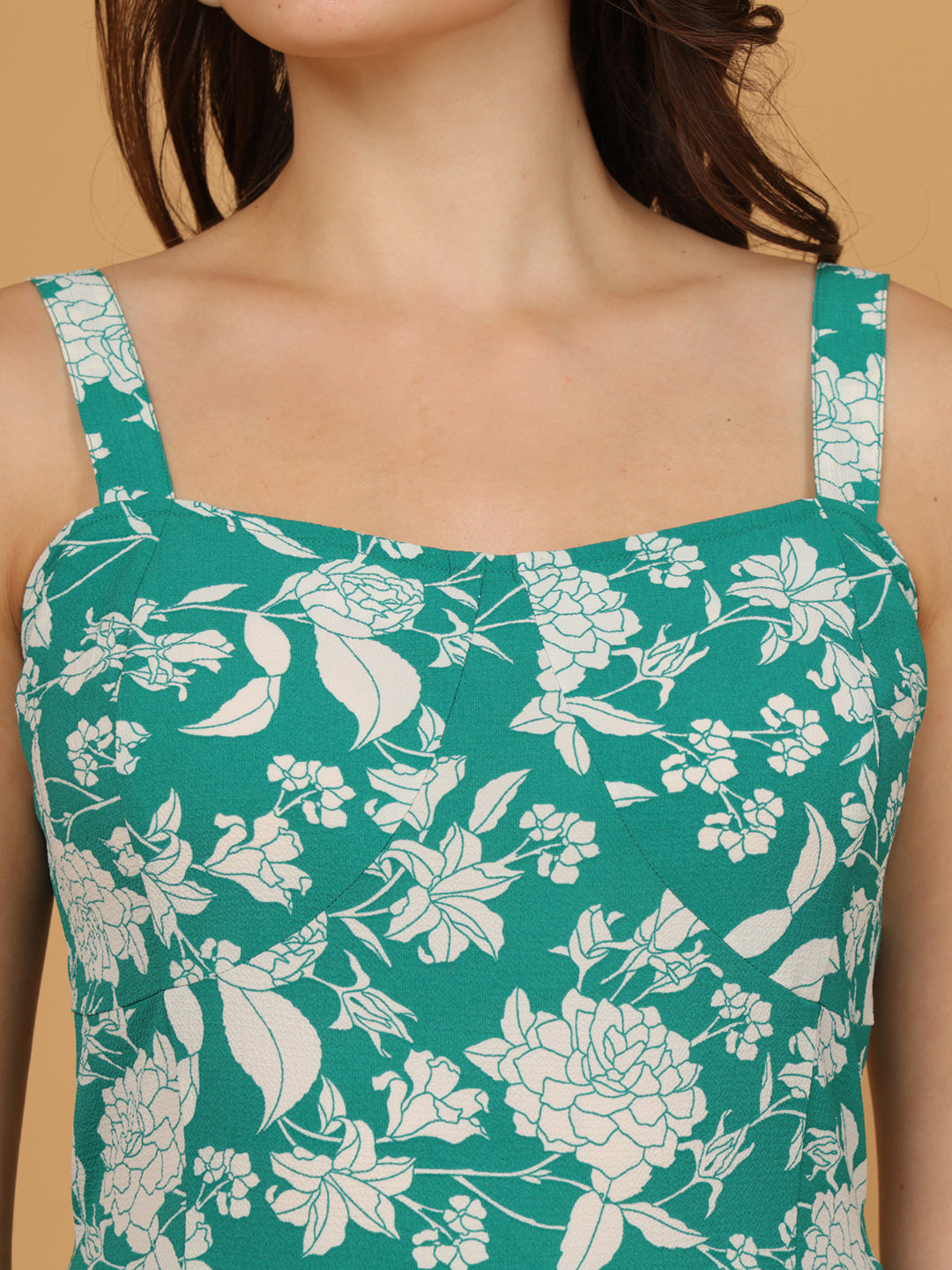 The Emerald Bloom Tiered Midi Dress