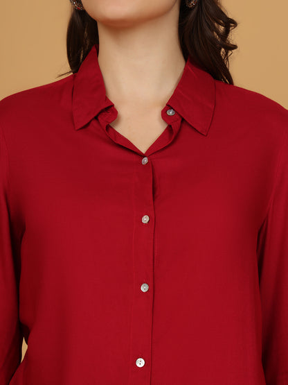 Deep Ruby Button Down Shirt