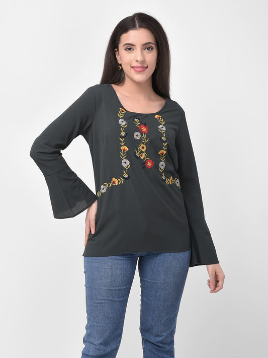 Bell Sleeves Embroidered Top