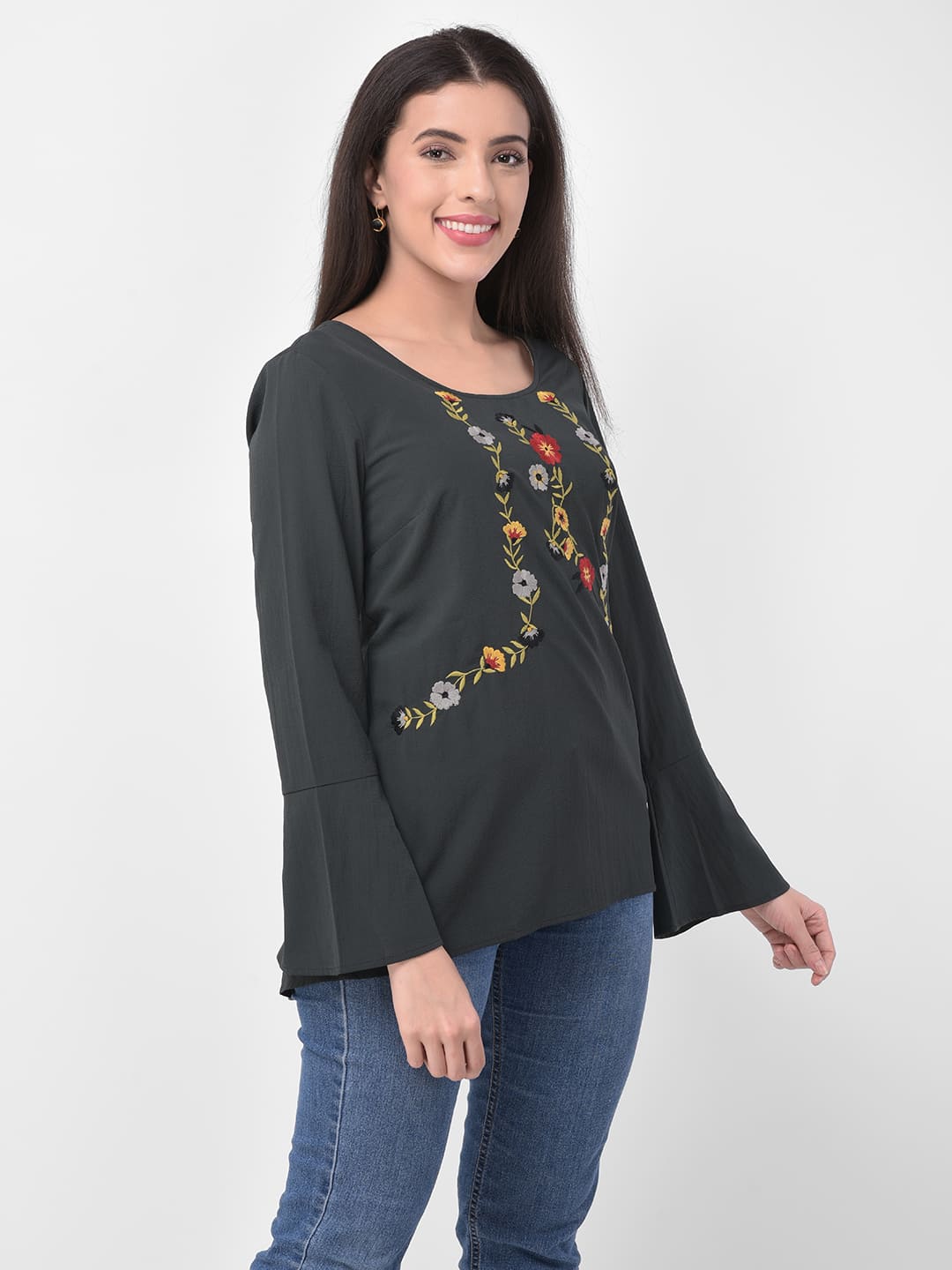 Bell Sleeves Embroidered Top