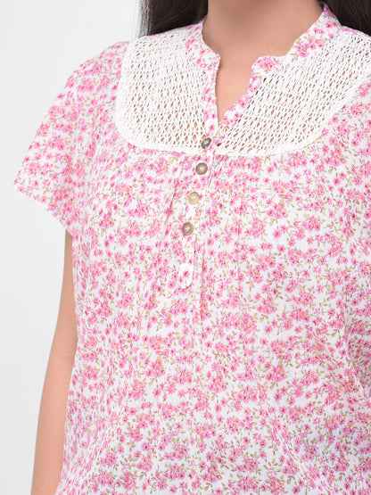 Floral Printed Lace Top