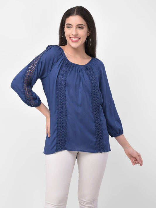 Round-Neck Top with Lace Accent