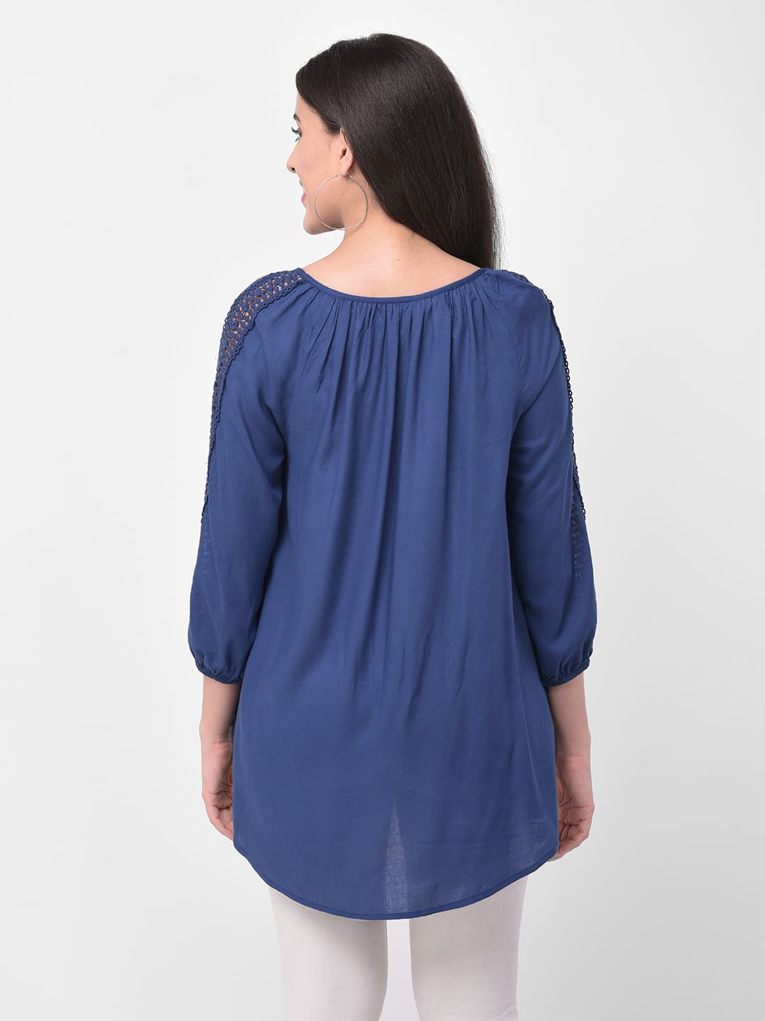 Round-Neck Top with Lace Accent
