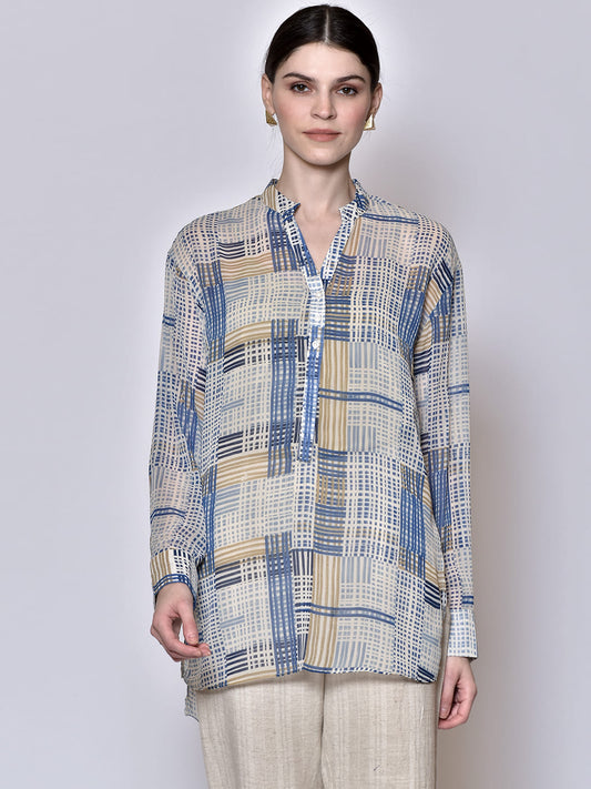 Multi Abstract Print Long Shirt