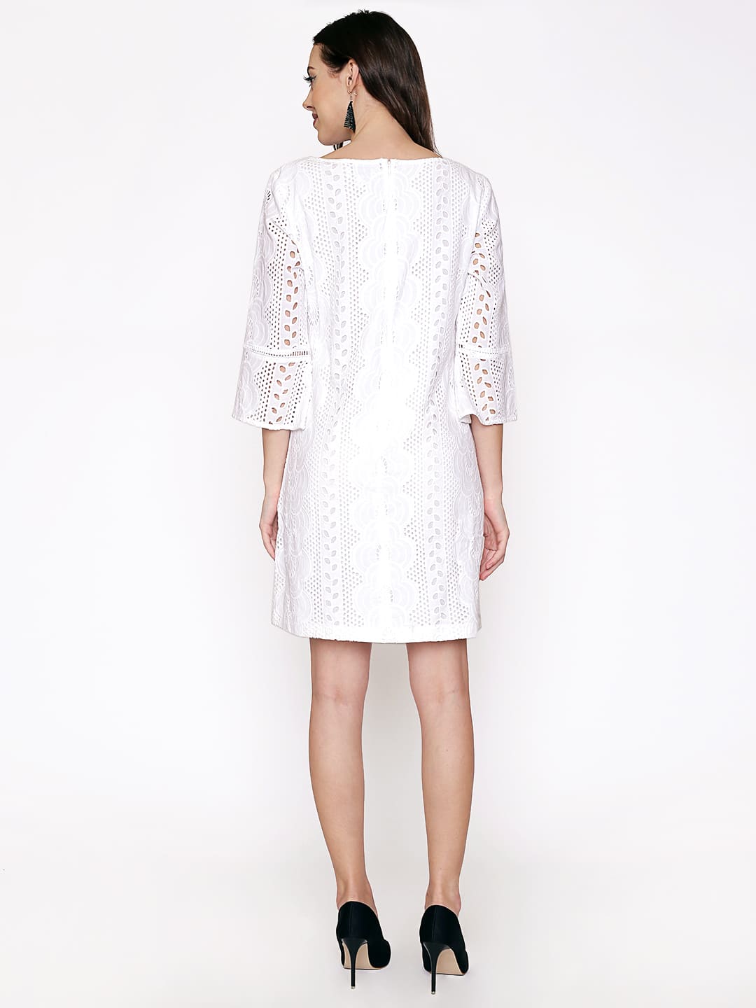 Self Designed Schiffli White Dress