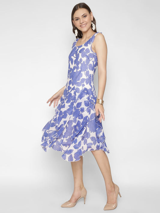 Blue Floral Fit & Flare Dress