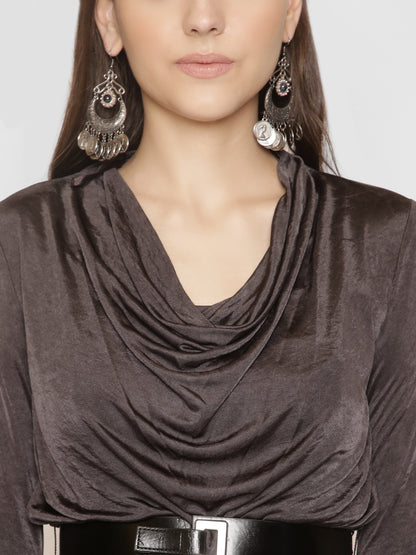 Draped Collar Body cone Dress