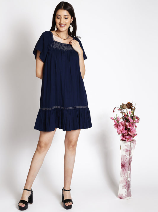 Square Neck A-Line Cotton Dress