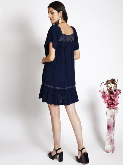 Square Neck A-Line Cotton Dress