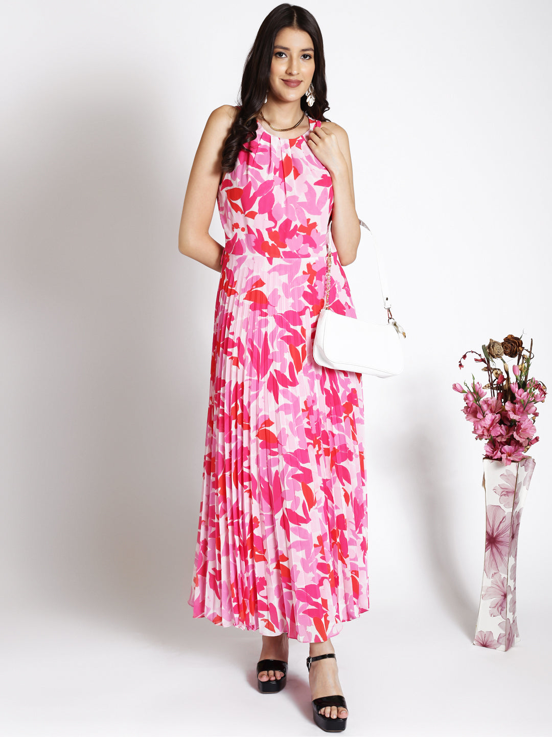 Floral Printed Georgette A-line Maxi Dress