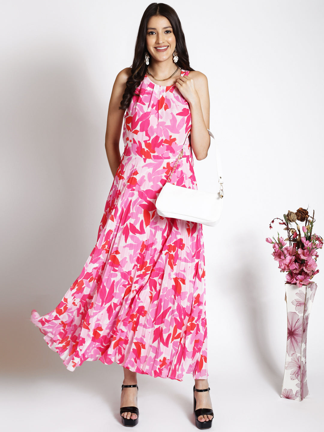 Floral Printed Georgette A-line Maxi Dress