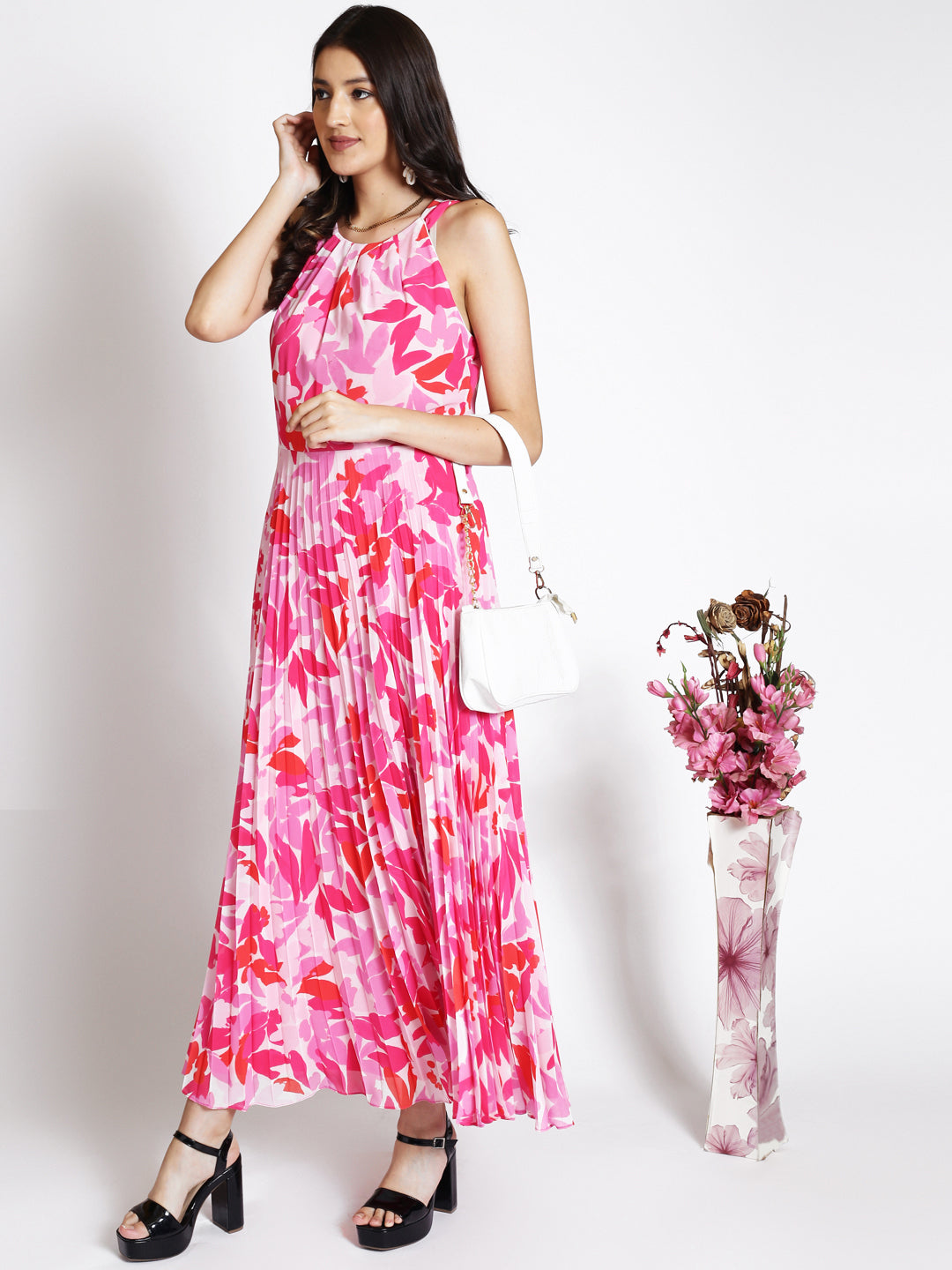 Floral Printed Georgette A-line Maxi Dress