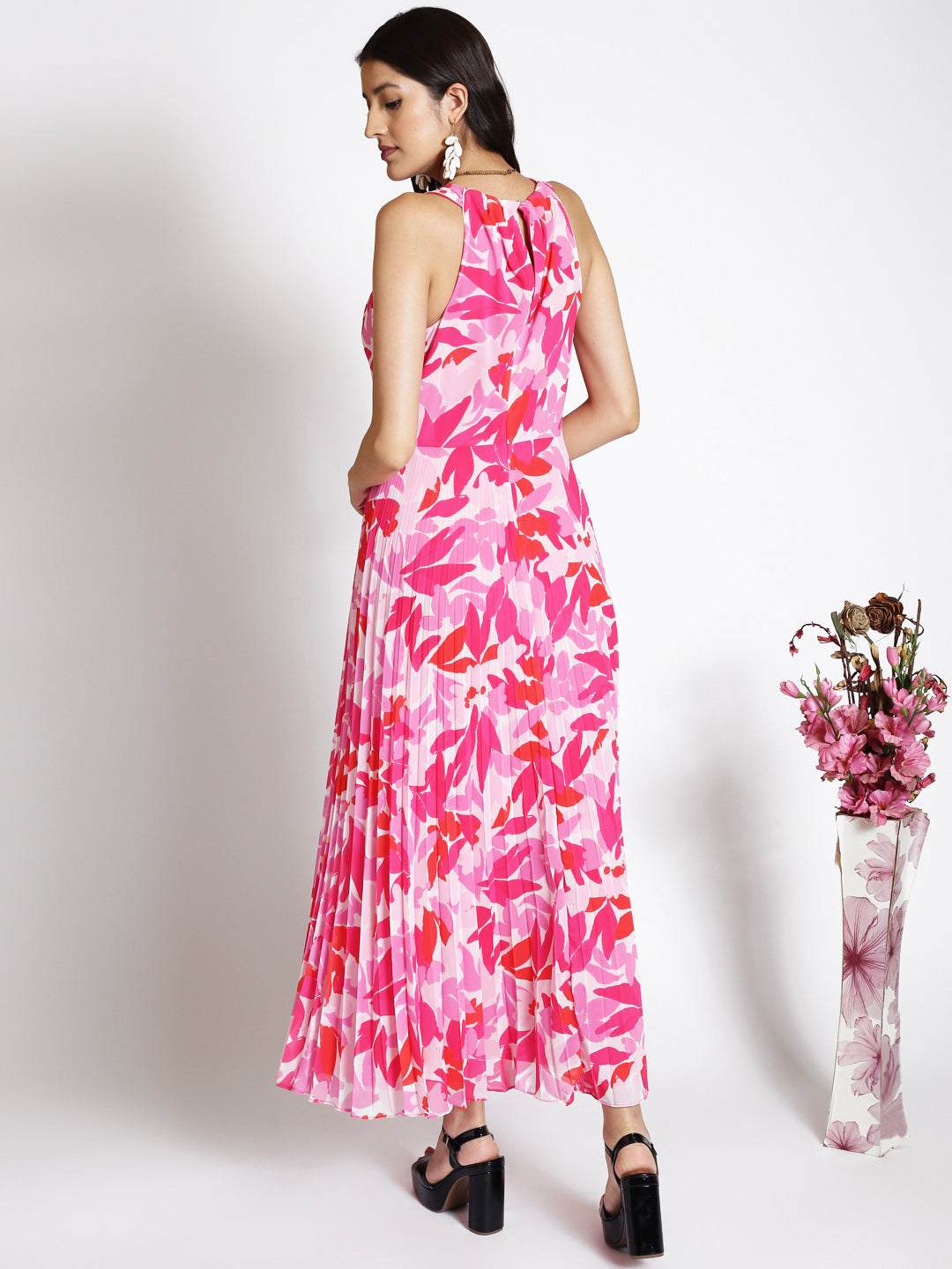 Floral Printed Georgette A-line Maxi Dress