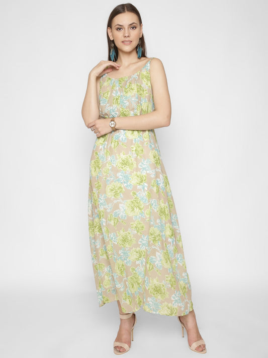 Floral Printed Halter Neck Maxi Dress