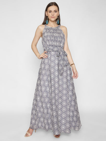 Printed Halter Neck Maxi Dress