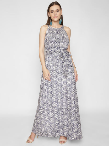 Printed Halter Neck Maxi Dress