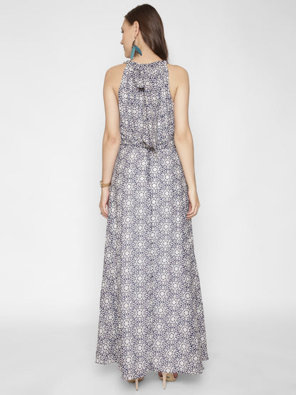 Printed Halter Neck Maxi Dress