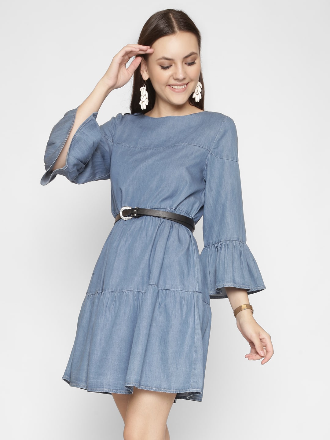 Bell Sleeves Denim Dress