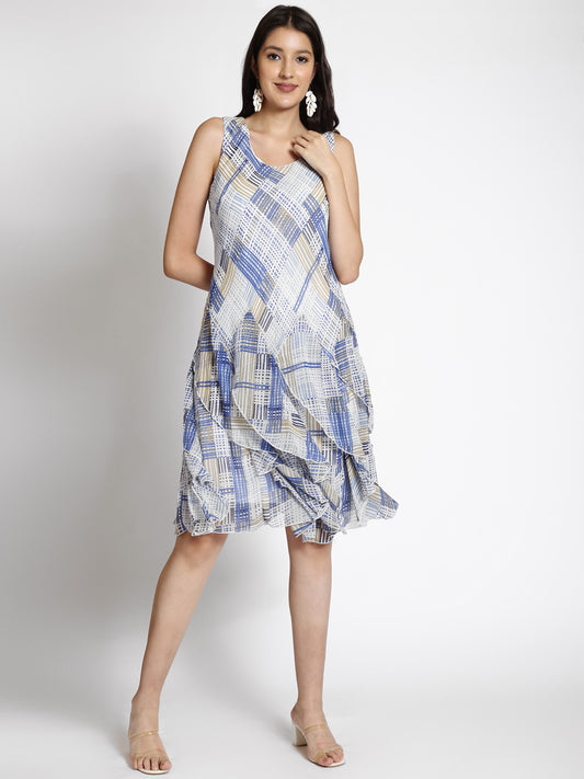 Checked Georgette A-Line Dress