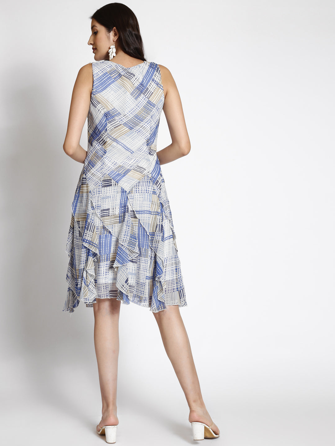 Checked Georgette A-Line Dress