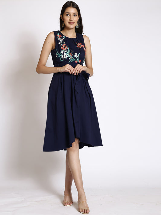 Embroidered Fit & Flare Dress