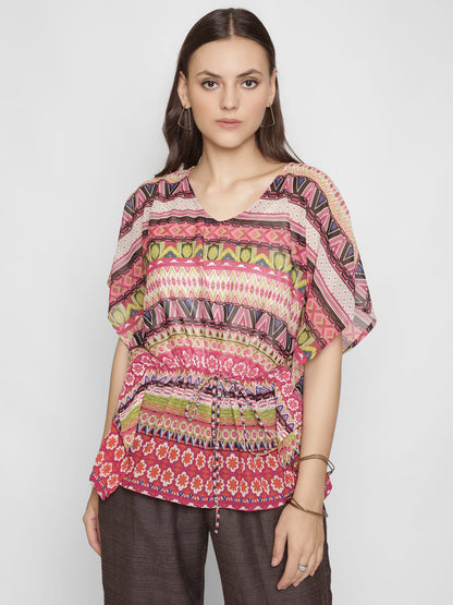 A-symmetrical Print  Kaftan Top