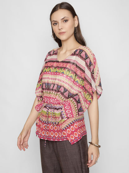 A-symmetrical Print  Kaftan Top