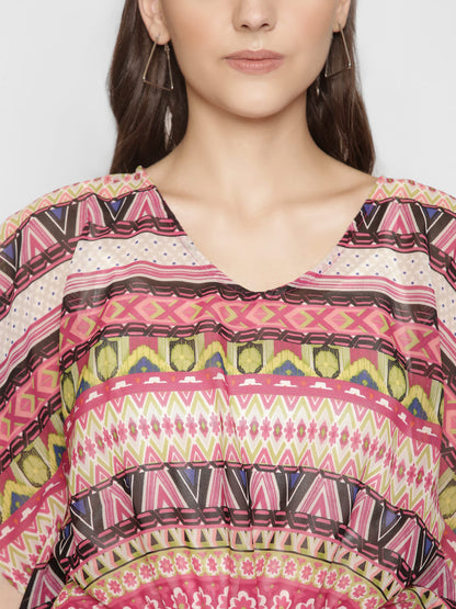 A-symmetrical Print  Kaftan Top