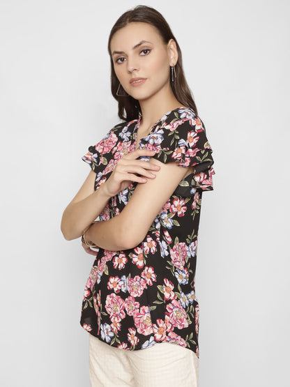 Mandarin Neck Floral Top