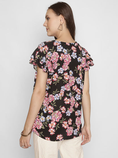 Mandarin Neck Floral Top