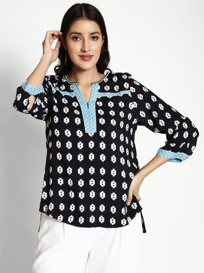 Ethnic Motifs Printed Round Neck Regular Top